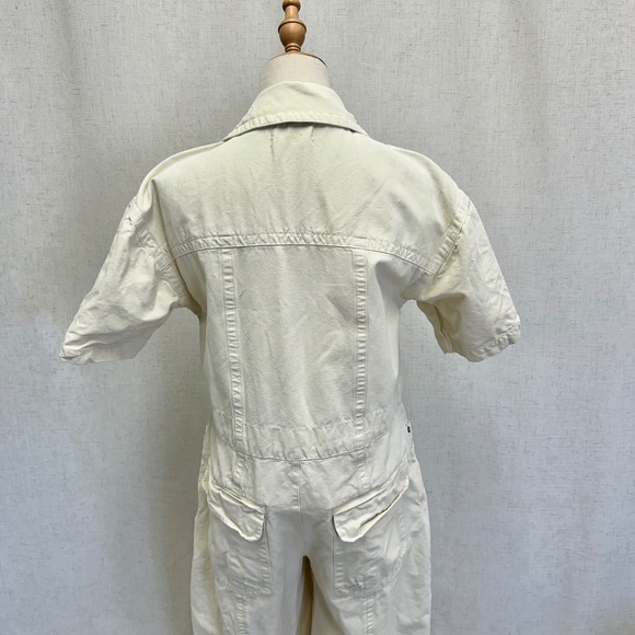 Free People Maxie Washed Coveralls Cream Denim Utility Jumpsuit Size 6 - Picture 12 of 16